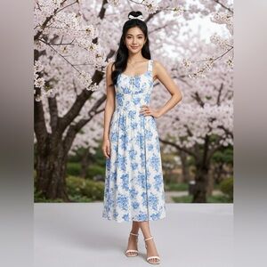 Cottagecore Milkmaid Midi Dress